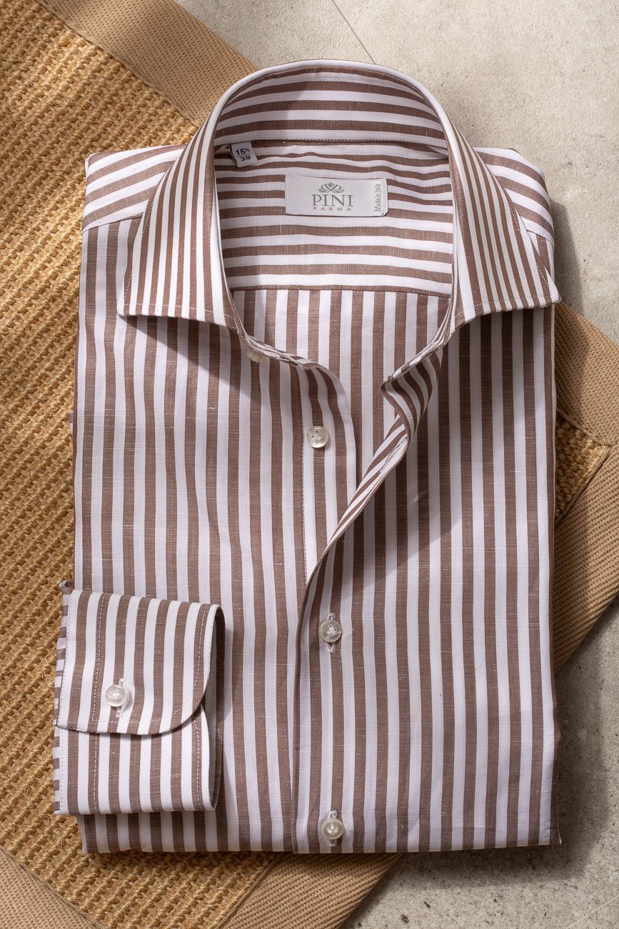 Brown striped shirt- Made in Italy