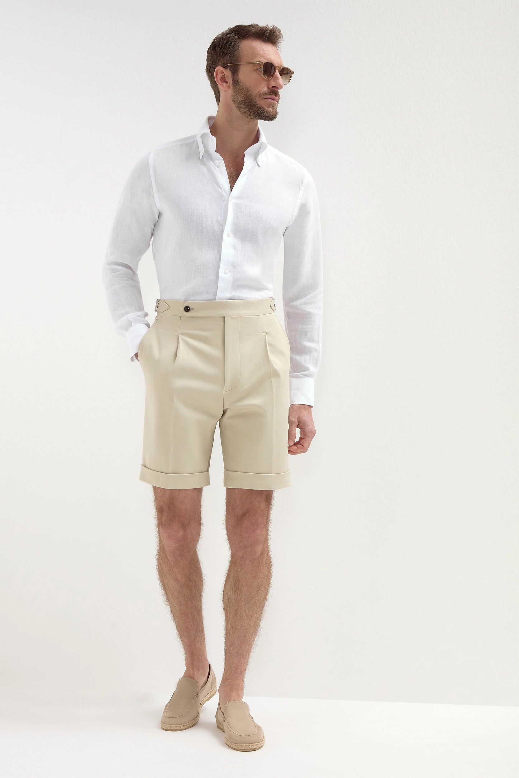 Beige cotton shorts - Made in Italy