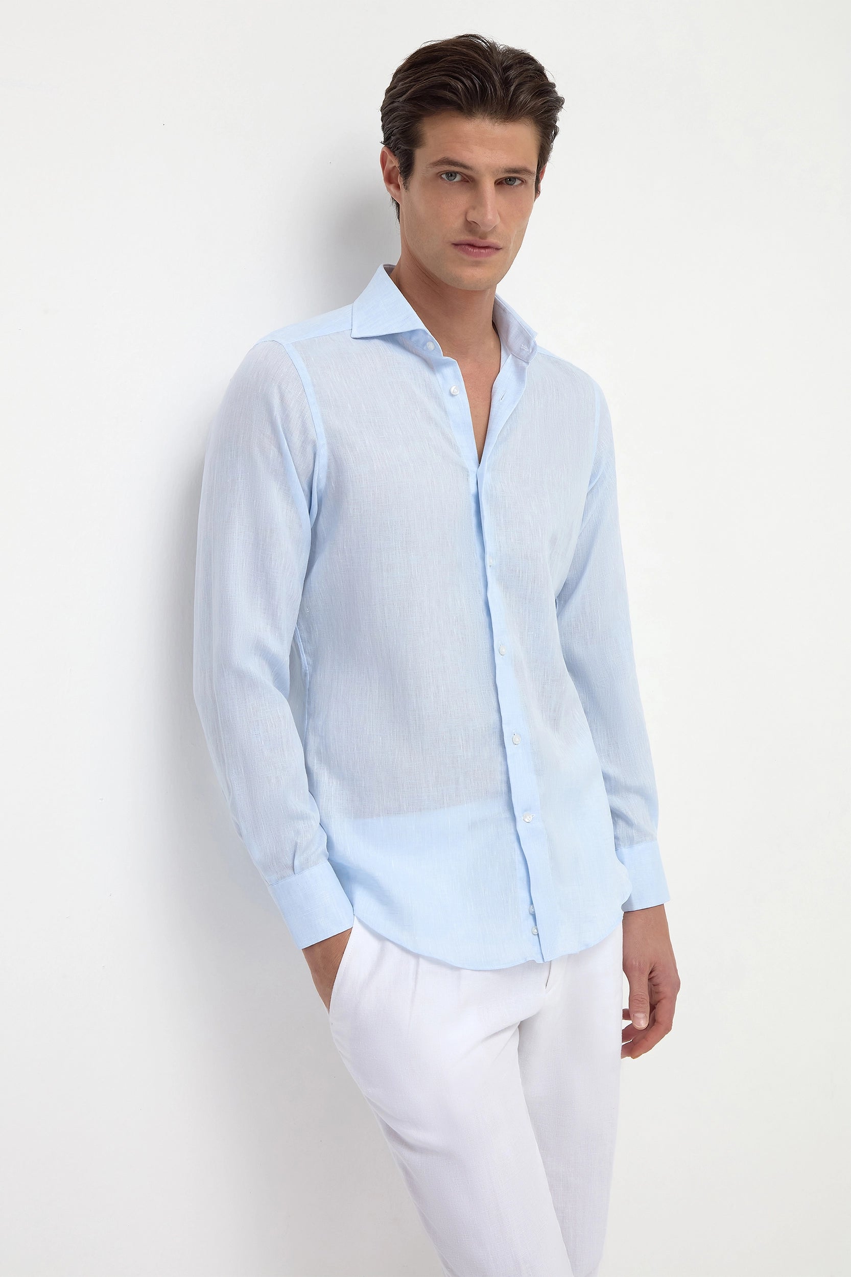 Light blue linen shirt - Made in Italy