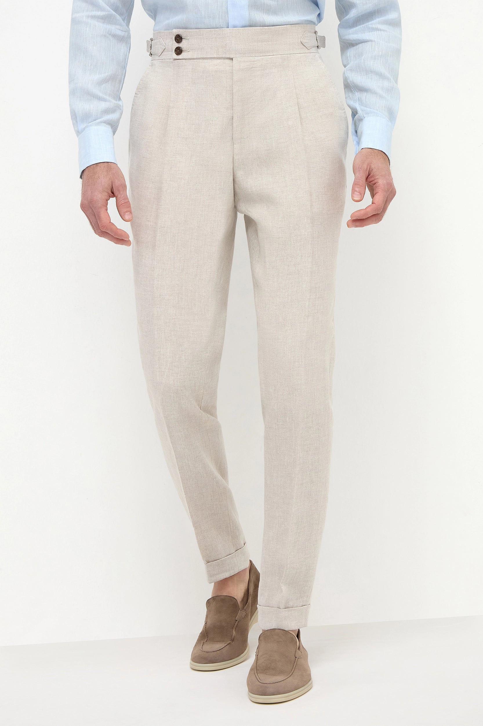 Beige linen Soragna trousers  - Made in Italy
