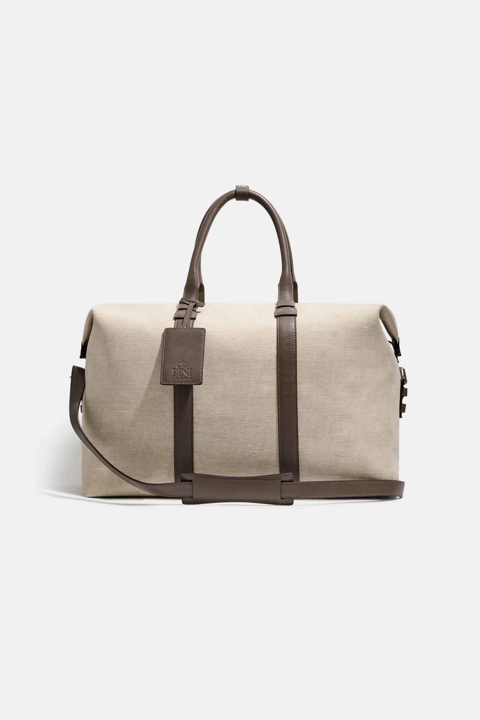 Sand canvas & leather weekender bag - Made in Italy