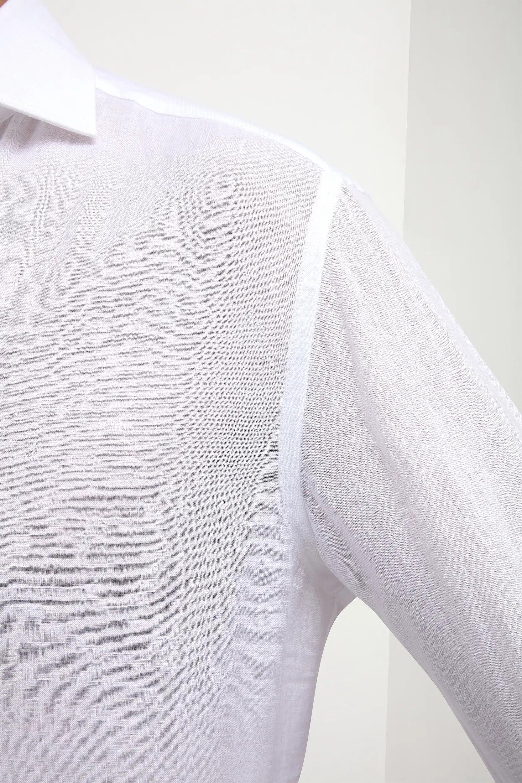 White linen popover shirt - Made in Italy