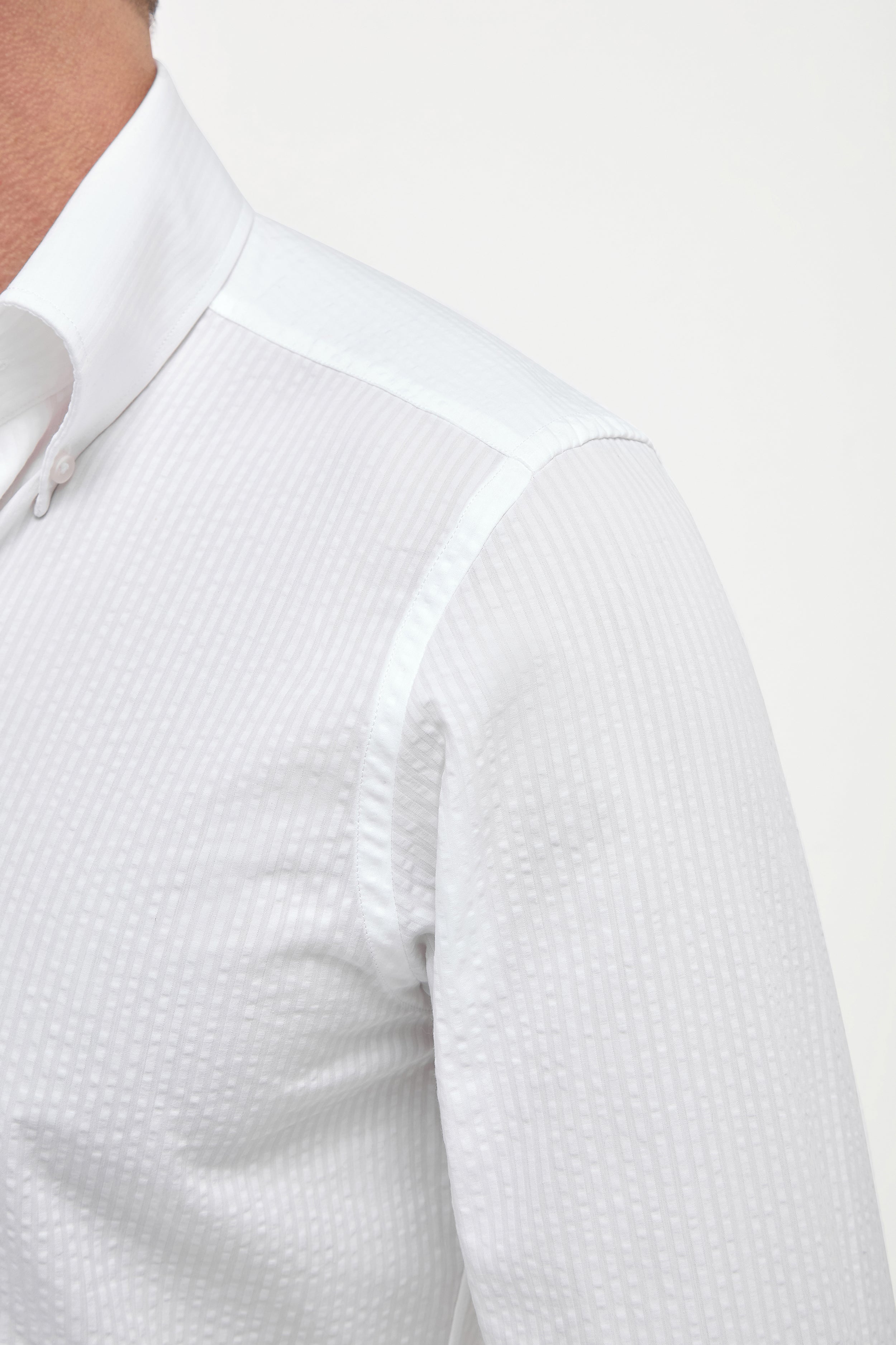 White seersucker button down shirt - Made In Italy